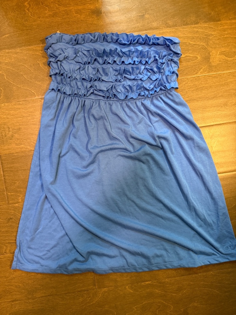 Blue Ruffle Strapless Swimsuit Cover Sundress